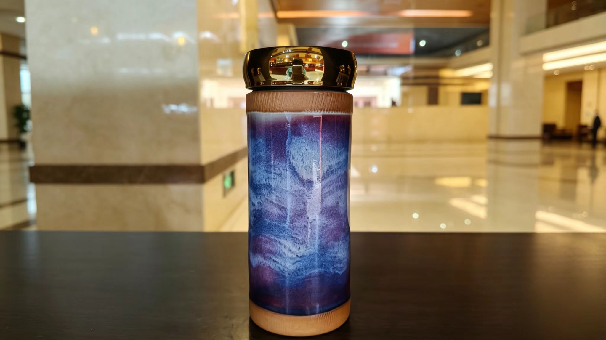 蓝紫窑变保温杯